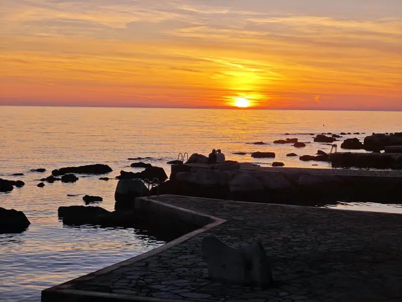 Sunset on the beach near Poreč